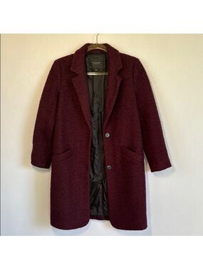 Marc New York Burgundy Trench Coat Tailored Wool-Blend